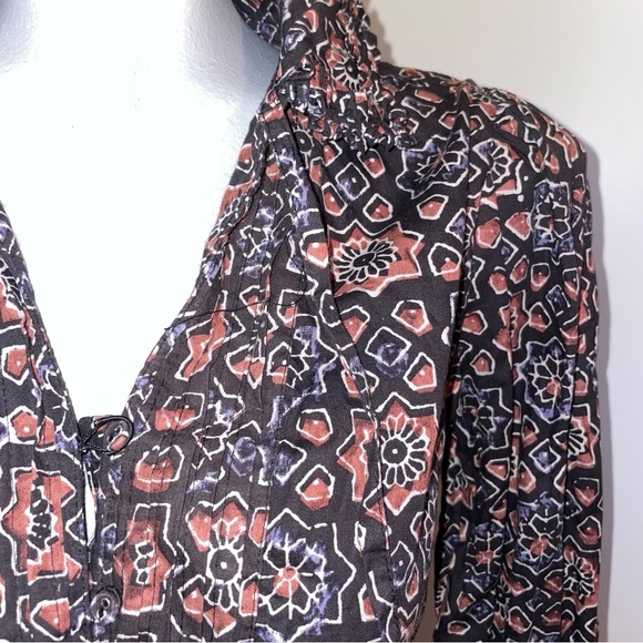 Walter Baker Dress mini ruffle multicolor cotton brown black geometric small - Picture 2 of 9